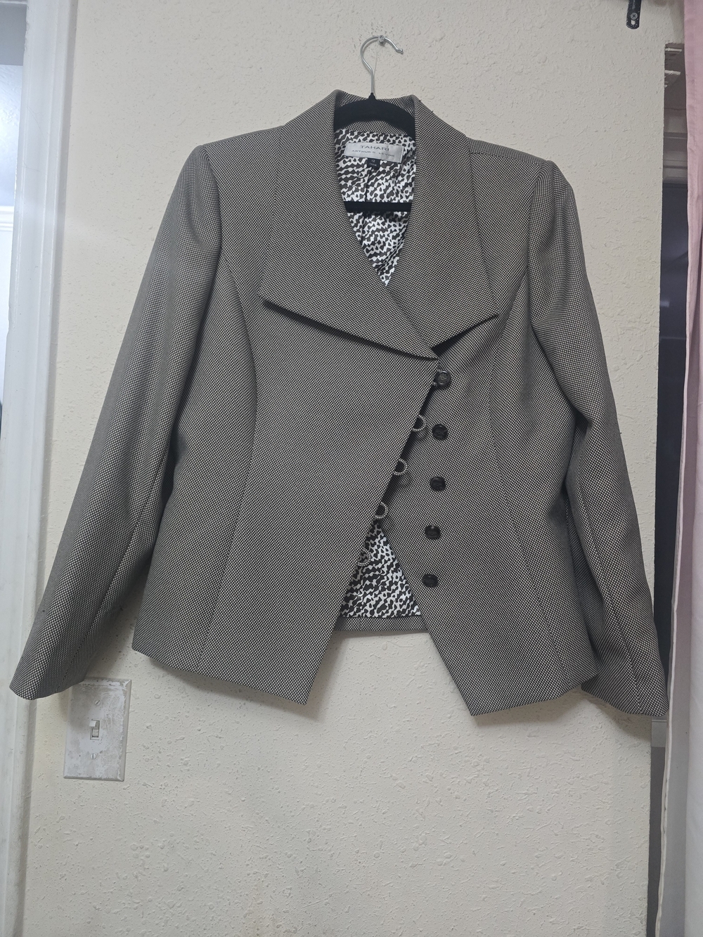 Structured Gray Women's Asymmetrical Blazer Jacket